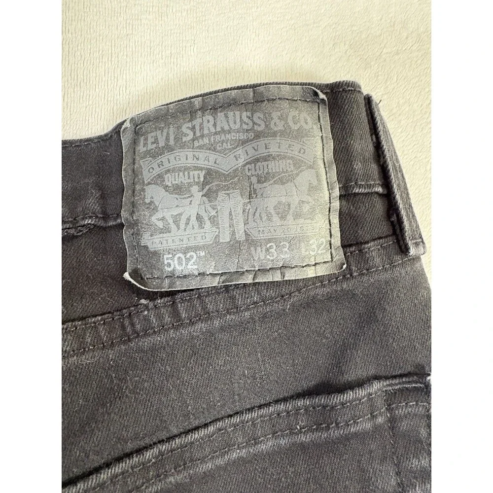 Levi’s 502 Taper Fit Black Jeans Men’s 33x32 Stretch Denim EUC